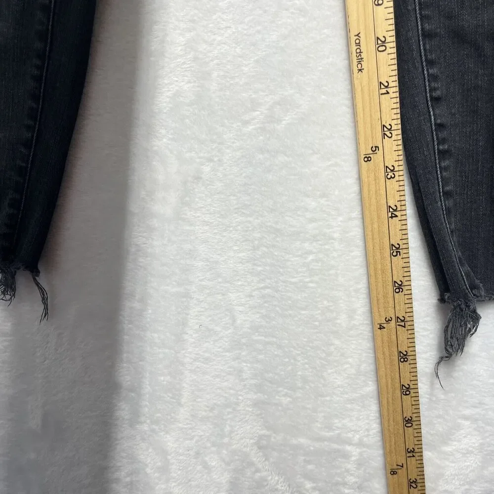 Madewell 9” Highrise Skinny Women’s Size 31‎ Raw Hem Button Fly Black Grunge - Picture 3 of 11